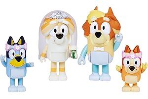 Bluey Figurka 4-pak Wedding Time, React Wujka Rada i Frisky's Wedding Day i Bingo Flower Girl Figurki