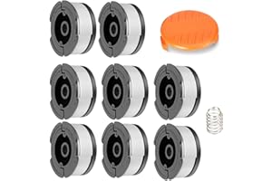 8 Pcs Strimmer Spool for Black Decker, Bekasa AF-100-3ZP & A6481 Replacement 45FT Auto Feed Spool Line Replace GL280,GLC2500 Series Line String Trimmers Spools with Cap and Spring (White)