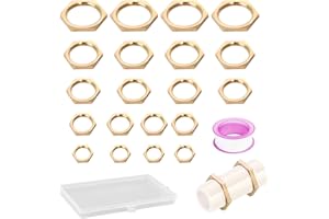 20 Stücke Sechskantmutter Messing, FORMVERSITY Sechskantschloss Mutter 3/4 Zoll 1/2 Zoll 3/8 Zoll 1/4 Zoll 1/8 Zoll, Muttern Zollgewinde, Kontermuttern für Waschbecken, Wasserhähne Rohrverbindungen