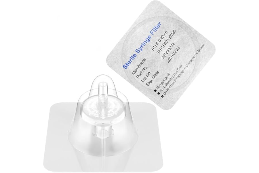 Biomed Scientific Sterile Syringe Filters Hydrophobic PTFE Membrane 13mm Diameter 0.22um Pore Size Individually Packed 10Pcs