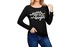 For G and PL Christmas Women Funny Graphic Long Sleeve Xmas Crew Neck Tops S-XXL