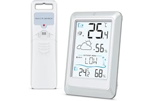 Ankilo Bezprzewodowa stacja pogodowa z czujnikiem zewnętrznym, bezprzewodowy miernik wilgotności z prognozą pogody, bezprzewodowy termometr wewnętrzny