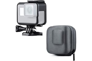 GEPULY Frame Mount Case Housing Shell + Portable Mini Camera Bag Travel Protective Carrying Case Compatible with GoPro Hero 5/6/7 Black White Silver Hero(2018) Camera