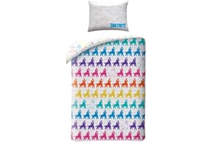 Halantex Fortnite Reversible Bedding Set, 100% Cotton, Duvet Cover 140 x 200 cm + Pillowcase, Llama