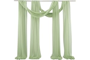 BestAlice Sage Green Wedding Arch Draping Fabric, 2 Panels Sheer Voile Backdrop Curtain Drapery with Shimmer for Rustic Wedding Reception Ceiling Drapes Stage