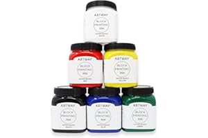 Artway Inchiostro Premium per la Stampa a Blocchi - 250ml - Confezione da 6 Colori Assortiti - Ideale per la Stampa a Rilievo, a Blocchi e su Linoleum