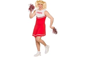 WICKED COSTUMES Adult Mens Unisex Novelty Red Hot Cheerleader Fancy Dress Costume