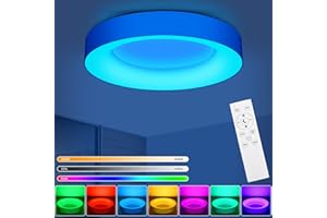 LEZOE LED Deckenleuchte Dimmbar RGB 24W, 2400lm RGB Deckenlampe Dimmbar mit Fernbedienung, Lampen Farbwechsel 3000K-6500K für Wohnzimmer Schlafzimmer Kinderzimmer Küche Badezimmer Rund 28cm