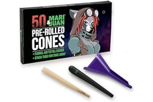 MARI & JUAN M&J 50 Vorgedrehte Hülsen in King Size I Pre Rolled Cones Brown Rolling Paper I Vorgerollte Hülsen konisch mit Füllhilfe und Aufbewahrungshülle I Braune Blättchen 109mm 26mm Filterlänge