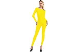 Carnavalife Maillot de Danza Ballet Mujer, Mono de Cuello Redondo con Manga Larga, Body Ajustado de Cuerpo Completo de Gimnasia Rítmica Leotardo de Patinaje