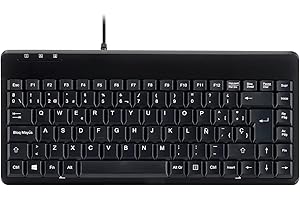 Perixx PERIBOARD-409 Teclado USB Ordenador Pequeño, QWERTY Español, Negro