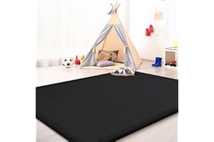 TT Home Tapis De Jeu en Mousse Tapis Chambre Enfant Soft Antidérapant Unis, Couleur: Noir, Dimension:140x200 cm