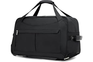 KONO Trolley Reisetasche mit Rollen Klein Rollkoffer Handgepäck Koffer 56cm Leicht Reisekoffer mit 2 Rollen (Schwarz)