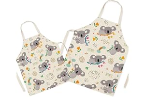 Eyand Padres y Niños delantal para cocinar - Super lindo patrón de algodón y lino delantal de la cocina de mamá niños, Cocina de Pintura delant