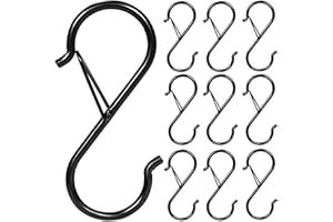 HQCM Ganchos en Forma de S, 10 Ganchos Cocina Resistentes Ganchos en S 3,5 inch Soporta Hasta 30 kg, Ganchos de Acero Inoxidable, Ganchos para Cocina, Baño, Dormitorio, Exterior