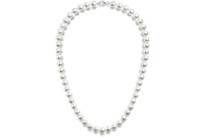 PAVOI Sterling Silver Round White Simulated Shell Pearl Necklace Strand