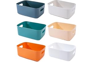 EURXLQ Pudełko do Przechowywania Plastikowe Pudełko Organizacyjne, Pudełka do Przechowywania w szafce z uchwytem, Pudełko do Przechowywania w kuchni, kosz do Przechowywania w łazience (6，24×17×10 cm)