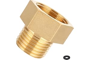 ZESCYHA Adattatore gas 1/2" a 1/4", Connettore ottone per bombole GPL, Adattatore Gas Rame 1/2" RH Femmina x 1/4" LH Maschio, Connettore Esterno, Compatibile con Fornelli, Griglie, Campeggio, con Rondella