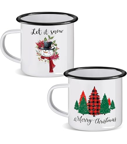 MoonWorks Glühwein Tasse – „Glüh-Schweinchen“ Motiv, Lustiger Emaillebecher Für Weihnachten