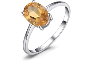 JewelryPalace Class Natural Gemstone Garnet Peridot Amethyst Citrine Blue Topaz Birthstone Solitaire Engagement Rings for Women, Anniversary 14K Gold Plated 925 Sterling Silver Promise Rings for Her