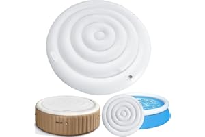 YUMSUR Inflatable Hot Tub Cover with Handles 140cm,Foldable Hot Tub Lid,Windproof ＆ Rain-Proof Hot Tub Cover,Round Hot Tub Energy Saving Lid,Spa Covers for Hot Tub Protection (style 1)