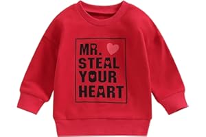 Xeadoffubio Toddler Baby Valentines Day Sweatshirt, Newborn Baby Unisex Oversized Outfit Newborn Toddler Baby Boy Clothes Long Sleeve Round Neck Heart Letter Print Tops
