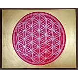 Blume des Lebens in Gold und Rot