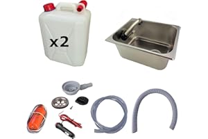 XENPER®️Kit Fregadero Camper Pequeño 32x26 GARRAFAS A Elegir – Ideal para Kit Camper Furgoneta, Lavabo Caravana y Cocina Camper, Ideal para Muebles Camper