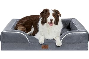 Comfort Expression Large Dog Beds Waterproof Orthopedic Foam Dog Sofa Beds Comfy Pet Bed with Washable Removable Cover & Non-Slip Bottom(Large,Dark Grey)