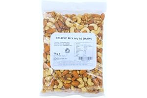 CR Snacking DELUXE MIXED NUTS UNSALTED (1kg) - Raw Cashews, Walnuts, Almonds, Peanuts Bulk Bag | Mixed Nuts Gift Selection | Raw Vegan Friendly Nut Snack 1kg | For Cooking, Baking