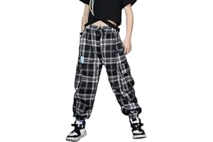 ROLANKO Pantalones Deportivos Niña Algodón Pantalón de Chándal Pantalones Sueltos con Bolsillos Cargo para Baile Hip Hop