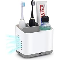 Portaspazzolini Da Bagno A Parete 11 Scomparti – Organizer Con Fessure Di Scarico, Per Spazzolini Elettrici E Accessori, Bianco