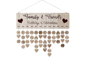 NUOBESTY famille et amis rappel anniversaire calendrier bricolage Tenture murale calendrier en bois plaque pour cadeau d'anniversaire pour mère grand-mère