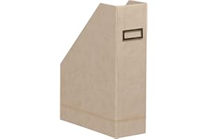 RHODIA 318835C - Beige Magazine Rack - 10x25x31 cm - Orange Saddle Stitching - Faux Leather Exterior - Rhodiarama Home Office Collection - Office Organization & Designer Storage