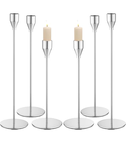 Set Di 3 Portacandele Per Candele Coniche In Metallo - Oro - Altezze 24/29/33.7 Cm - Design Moderno Minimal - 5