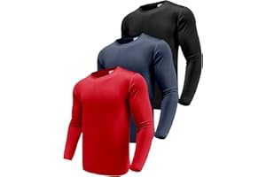 BOYZN Herren 3er Pack Langarmshirt T-Shirts, UPF 50+ UV Schutz Schnelltrocknend Funktionsshirt Laufshirts, Atmungsaktiv Langarm Sportshirt Gym Running Top Outdoor Workout Fitness Oberteil für Männer