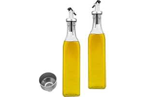TIGERKINWIT Dispensador De Aceite,300ml*2 PCS Aceitera Antigoteo Cristal Jarras de Vinagrera para Cocinar Ensalada Barbacoas Pasta