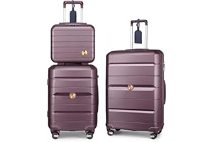 Sea choice Set de Bagages Rigide Ensemble de Bagages Trolley Voyage Léger S-M-L Con Vanity Lot de 3 Valises Polypropylène Résistant Set 3pcs Con 4 Doubles Roues Serrure TSA YKK Zipper