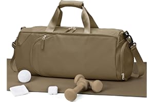 UPPACK Borsone Palestra Uomo Borsa Palestra Donna Borsone da Viaggio Piscina Impermeabile e Resistente Borsa Sportivo con Porta Scarpe e Tasca Umida da Viaggio Per Sport, Yoga,Fitness Marrone