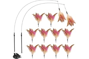 RHHGOPM Interaktives Katzenspielzeug Angel mit Feder - Intelligenz Spielzeug für Katzen Federspielzeug Mit Saugnapf,Katzenspielzeug Selbstbeschäftigung Katzenangel mit Federn für Kitten (Pink)