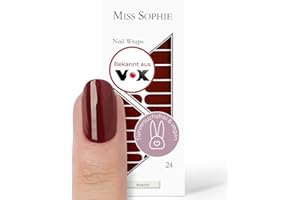 Original Miss Sophie Nagelfolien Burgundy I 24 ultra-dünne Nagellack-Streifen einfarbig I Für Finger- & Fußnägel I Hält auf Natur- sowie lackierten, Acryl-, Gel- & Shellac-Nägeln