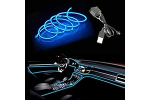 Balabaxer 5M Cavo di emissione luminosa USB, luce al neon Blu 5V con larghezza laterale 6mm, con protezione del fusibile, utilizzato per la decorazione interna dell'automobile