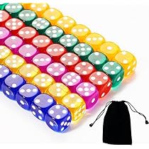 Set De 6 Dés Acryliques D30 Multicolores - Dés 30 Faces Pour Jeux De Rôle