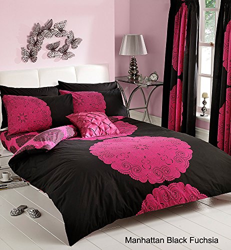 Nuevo diseño Manhattan conjuntos de edredón, solo, doble, rey almohada de casos por 247 COMERCIANTES, 50% algodón/50% poliéster, negro, matrimonio