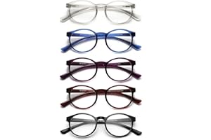 OKH 5 Pacco Occhiali Leggeri Blu, Occhiali Da Lettura Con Cerniera Primaverile TR90 Frame, Lettori Infrangibili