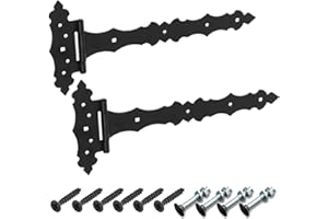 BRESKO Kreuzgehänge dekorativ Ladenband Scharnier T Bänder Torband Türbänder verzinkt 2er Set mit Schrauben (Schwarz, 300x50x170 mm)