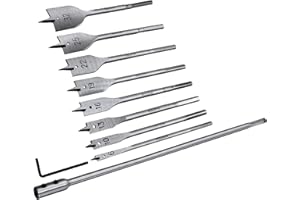 Rolson Tools 48550 - Set di punte per trapano piatte per legno, 10 pezzi