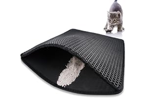 Louis Donné Litter Tray Mat, Cat Litter Mat Scatter Control, Double Layer Honeycomb Large Holes Design, Waterproof EVA Material (30X30cm, Black)