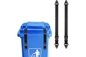 AABDTYYD 2 Pcs Wheelie Bin Lock,Wheelie Bin Lock for Lid,Trash Can Lid Locks,Garbage Can Lid Lock System for Outdoor With Two Adjustable Straps,Prevent Raccoon,Bear,Animals and Wind from Knocking Over Trash