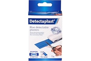 Pansement bleu detectable Detectaplast Elastic, pansements flexibles, safety first pansement cuisine et pansement alimentaire, 6 cm x 1 m, 1 pièce